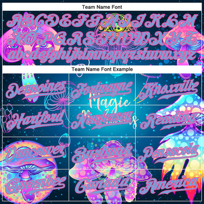 Custom 3D Pattern Design Magic Mushrooms Over Sacred Geometry Psychedelic Hallucination Authentic Baseball Jersey - Sky-Custom
