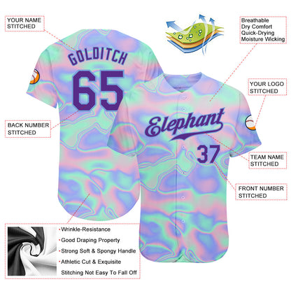Custom 3D Pattern Design Abstract Trendy Holographic Vaporwave Style Authentic Baseball Jersey - Sky-Custom
