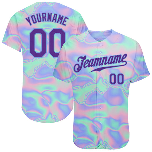Custom 3D Pattern Design Abstract Trendy Holographic Vaporwave Style Authentic Baseball Jersey - Sky-Custom