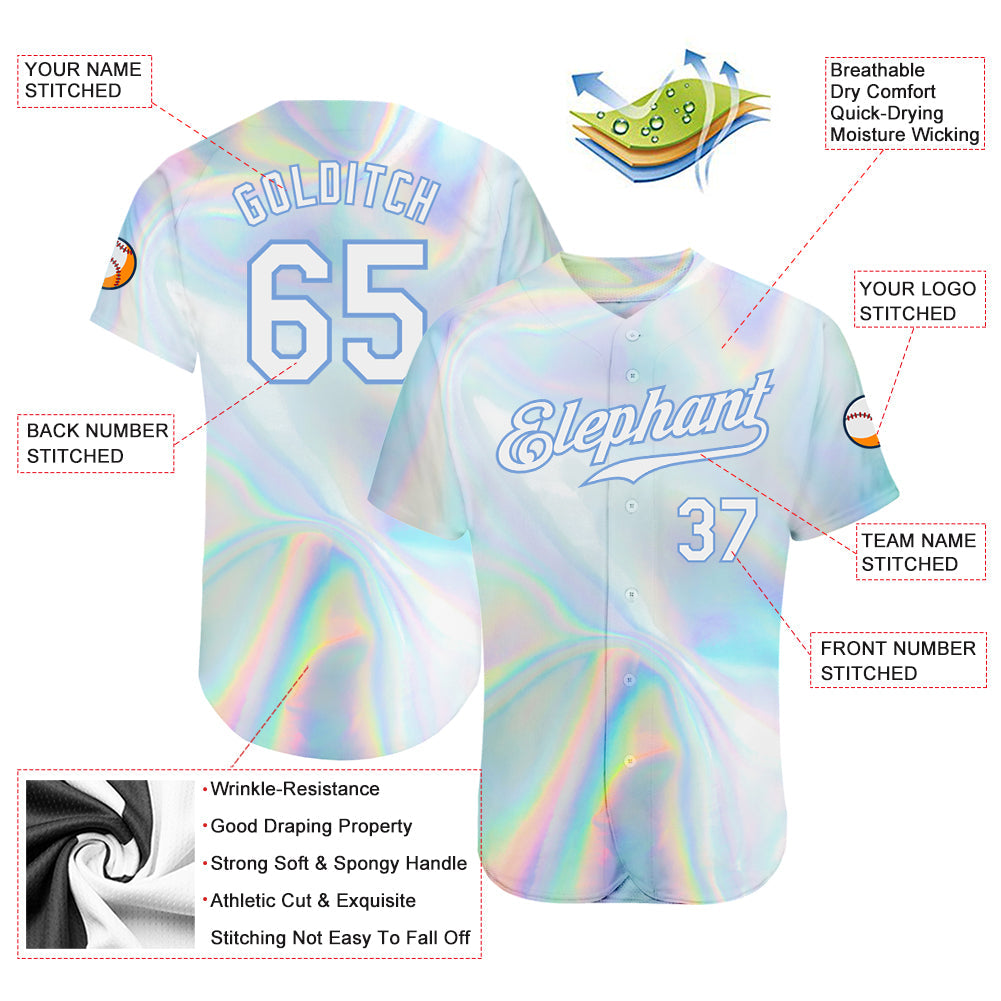 Custom 3D Pattern Design Abstract Trendy Holographic Vaporwave Style Authentic Baseball Jersey - Sky-Custom