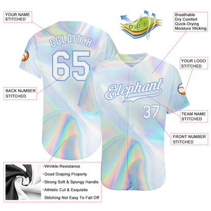 Custom 3D Pattern Design Abstract Trendy Holographic Vaporwave Style Authentic Baseball Jersey - Sky-Custom