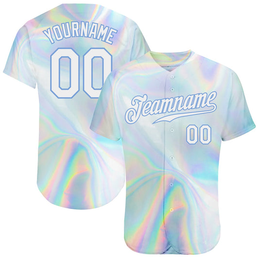 Custom 3D Pattern Design Abstract Trendy Holographic Vaporwave Style Authentic Baseball Jersey - Sky-Custom