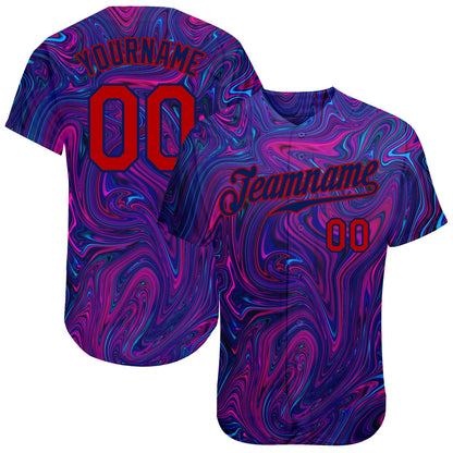 Custom 3D Pattern Design Abstract Interweaving Curved Fluid Art Authentic Baseball Jersey - Sky-Custom