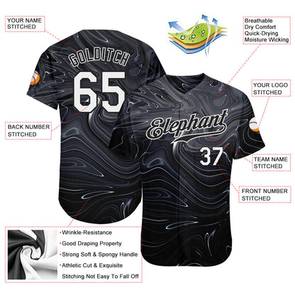Custom 3D Pattern Design Abstract Liquid Marbling Fluid Art Authentic Baseball Jersey - Sky-Custom