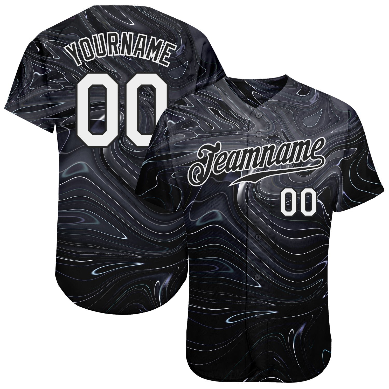 Custom 3D Pattern Design Abstract Liquid Marbling Fluid Art Authentic Baseball Jersey - Sky-Custom