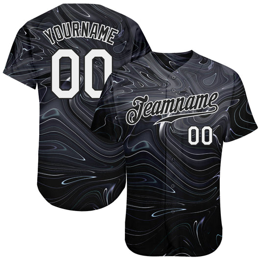Custom 3D Pattern Design Abstract Liquid Marbling Fluid Art Authentic Baseball Jersey - Sky-Custom