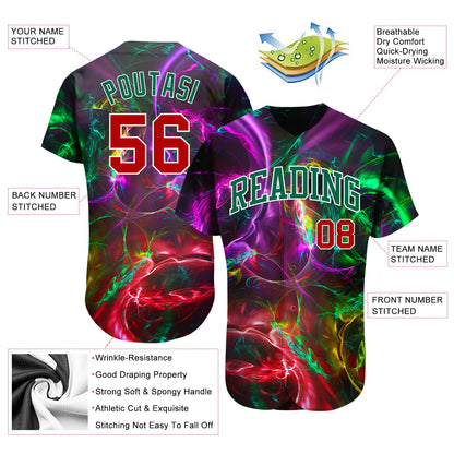 Custom 3D Pattern Design Abstract Fractal Rendering Authentic Baseball Jersey - Sky-Custom