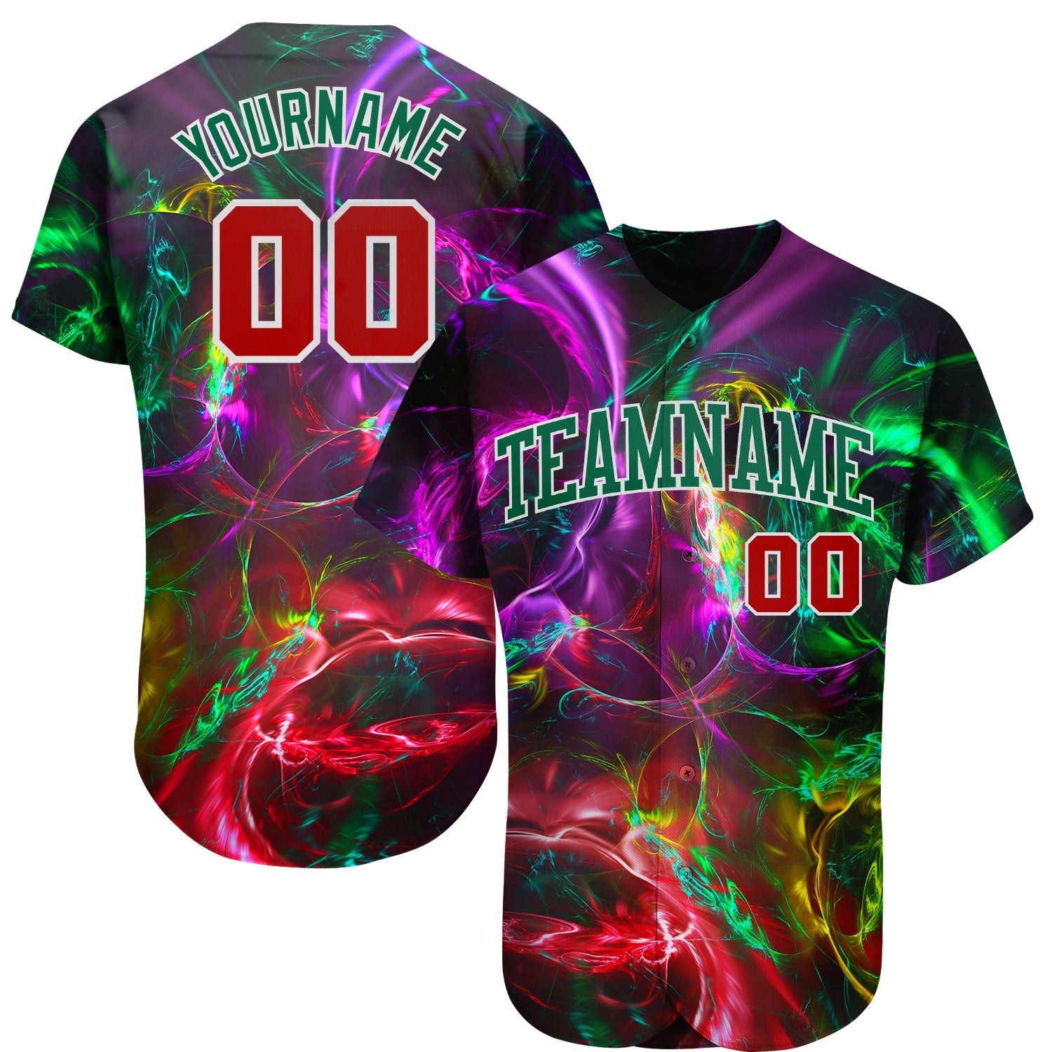 Custom 3D Pattern Design Abstract Fractal Rendering Authentic Baseball Jersey - Sky-Custom