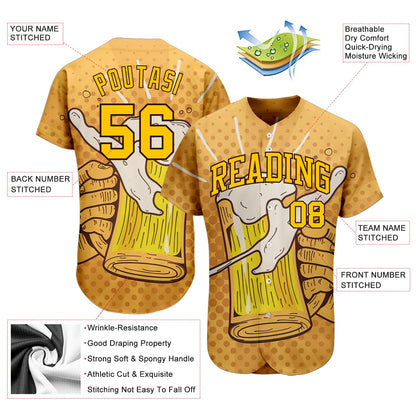 Custom 3D Pattern Design Let's Drink Authentic Baseball Jersey - Sky-Custom