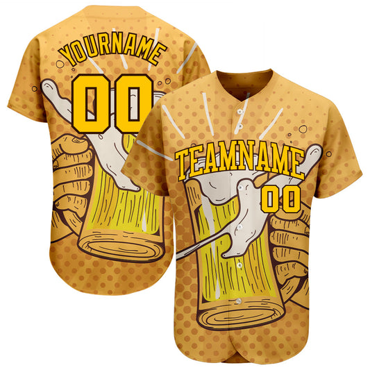 Custom 3D Pattern Design Let's Drink Authentic Baseball Jersey - Sky-Custom