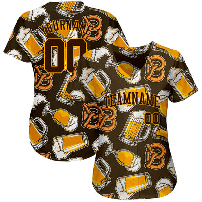 Custom 3D Pattern Design Beer Authentic Baseball Jersey - Sky-Custom