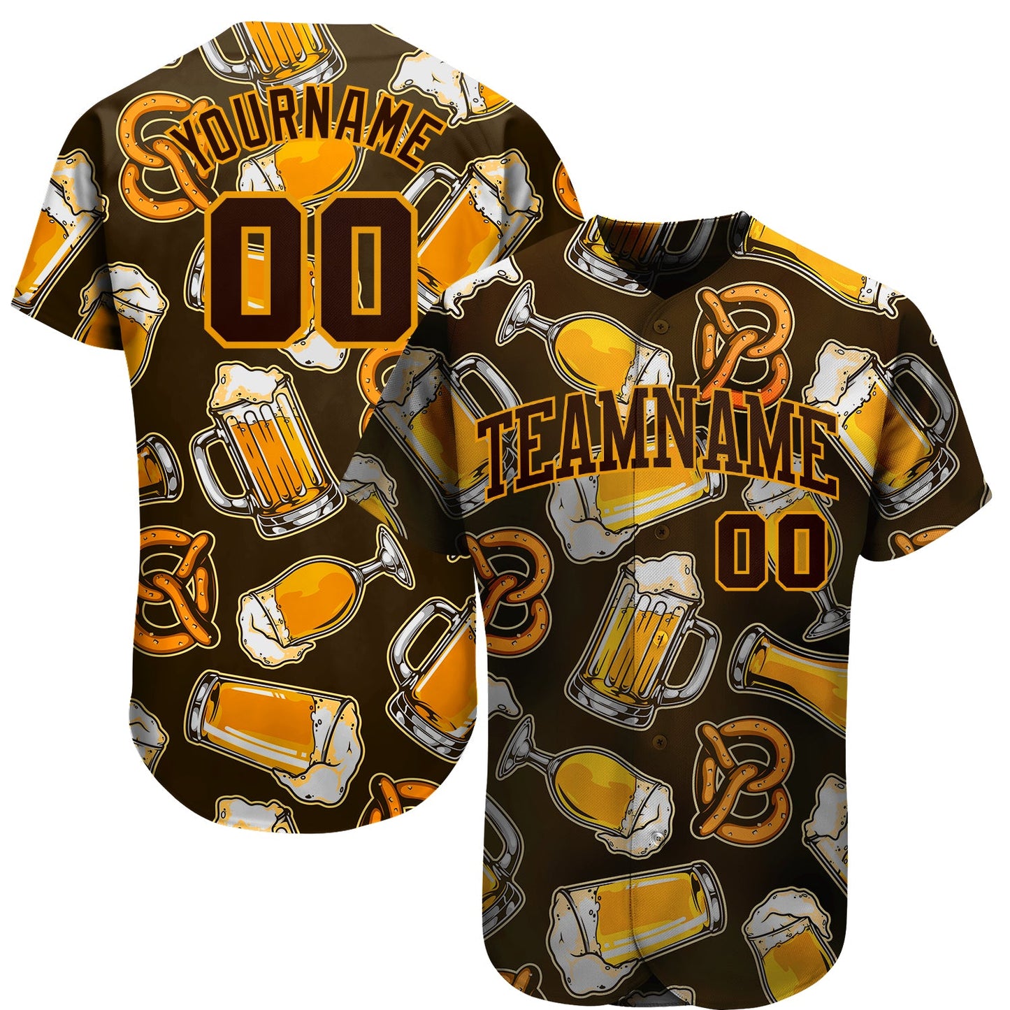 Custom 3D Pattern Design Beer Authentic Baseball Jersey - Sky-Custom