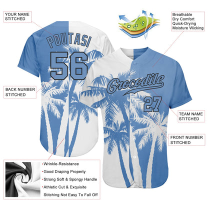 Custom 3D Pattern Design Hawaii Coconut Trees Authentic Baseball Jersey - Sky-Custom