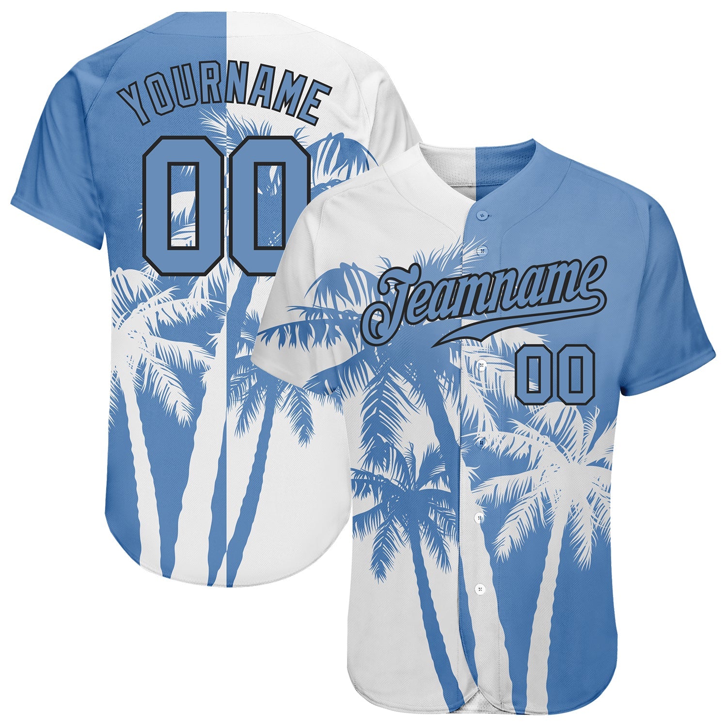 Custom 3D Pattern Design Hawaii Coconut Trees Authentic Baseball Jersey - Sky-Custom