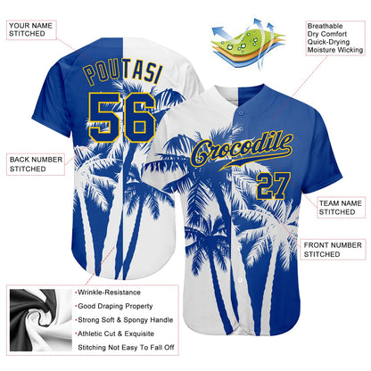 Custom 3D Pattern Design Hawaii Coconut Trees Authentic Baseball Jersey - Sky-Custom