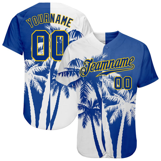 Custom 3D Pattern Design Hawaii Coconut Trees Authentic Baseball Jersey - Sky-Custom