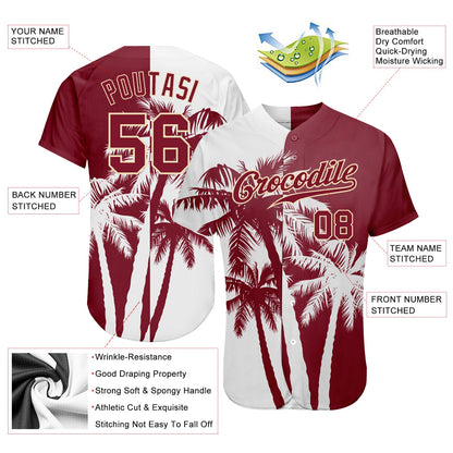 Custom 3D Pattern Design Hawaii Coconut Trees Authentic Baseball Jersey - Sky-Custom