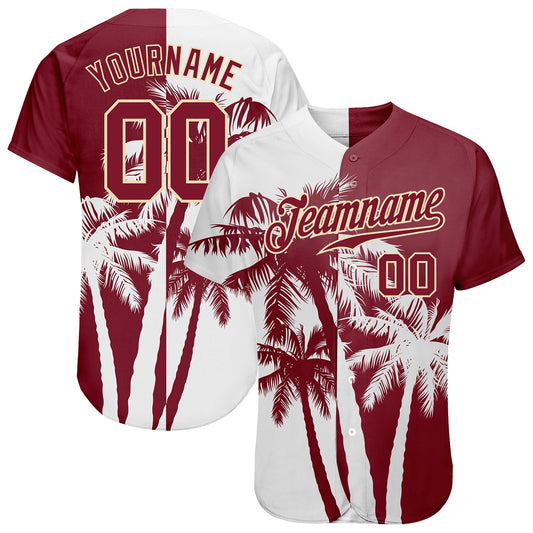 Custom 3D Pattern Design Hawaii Coconut Trees Authentic Baseball Jersey - Sky-Custom