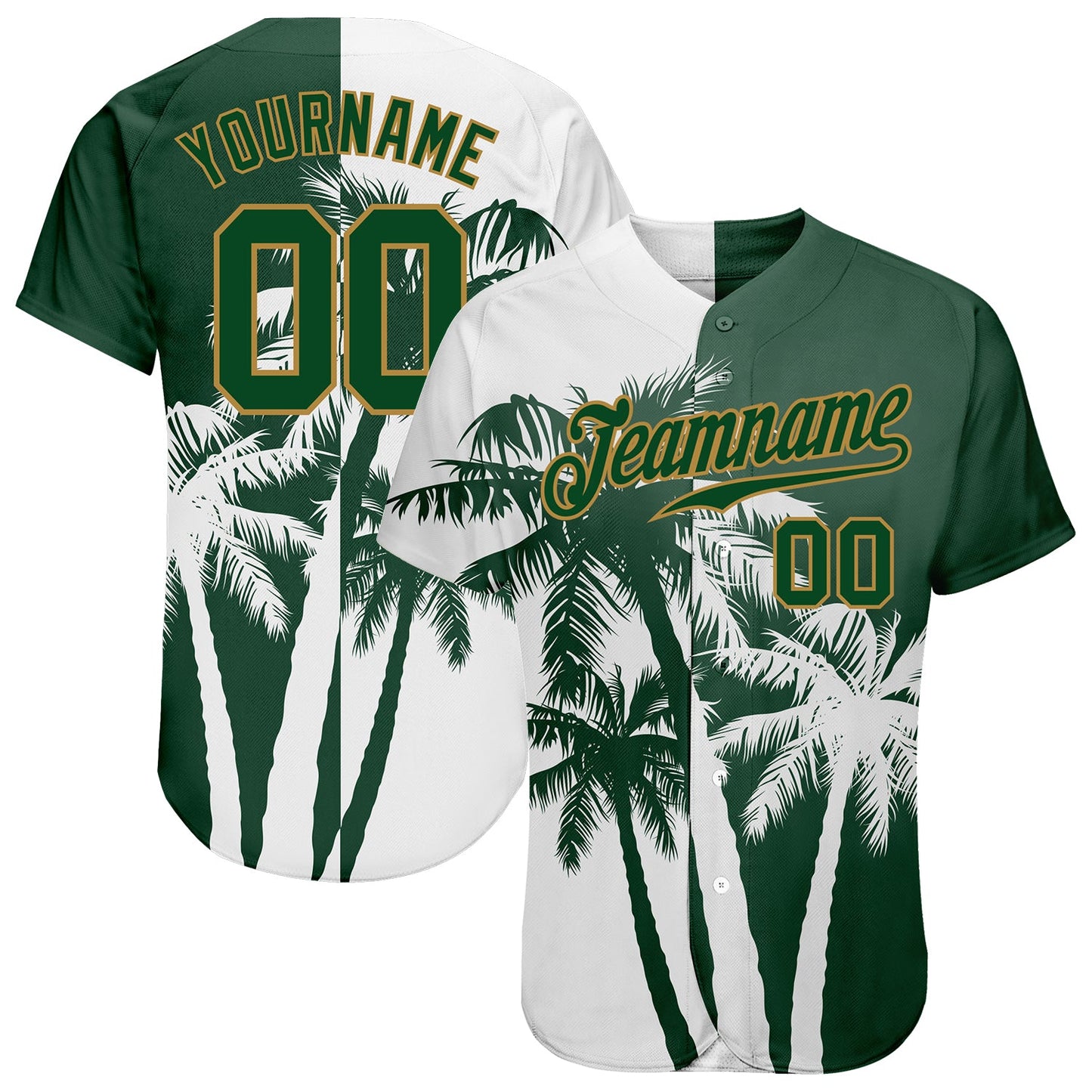 Custom 3D Pattern Design Hawaii Coconut Trees Authentic Baseball Jersey - Sky-Custom