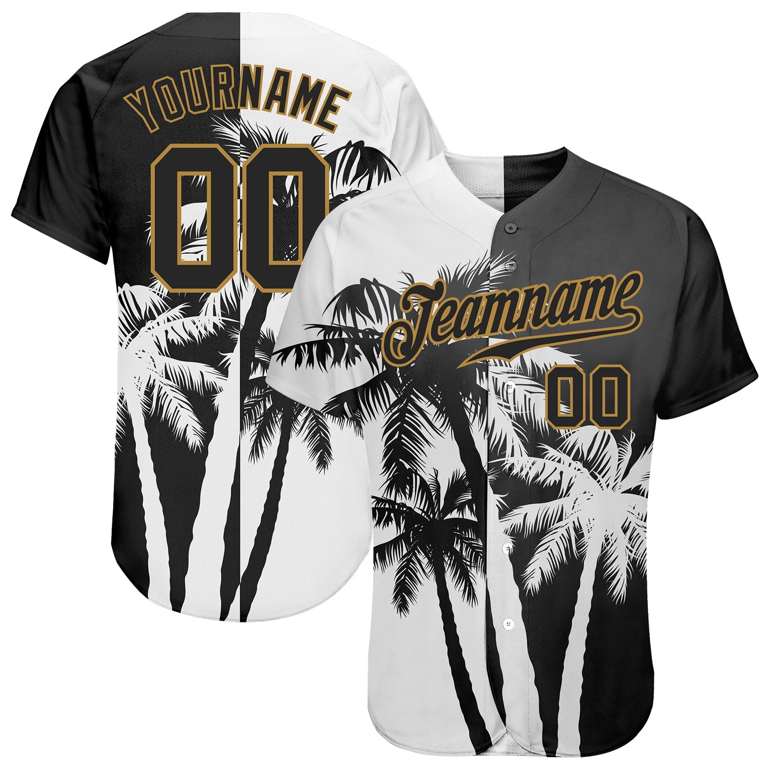 Custom 3D Pattern Design Hawaii Coconut Trees Authentic Baseball Jersey - Sky-Custom