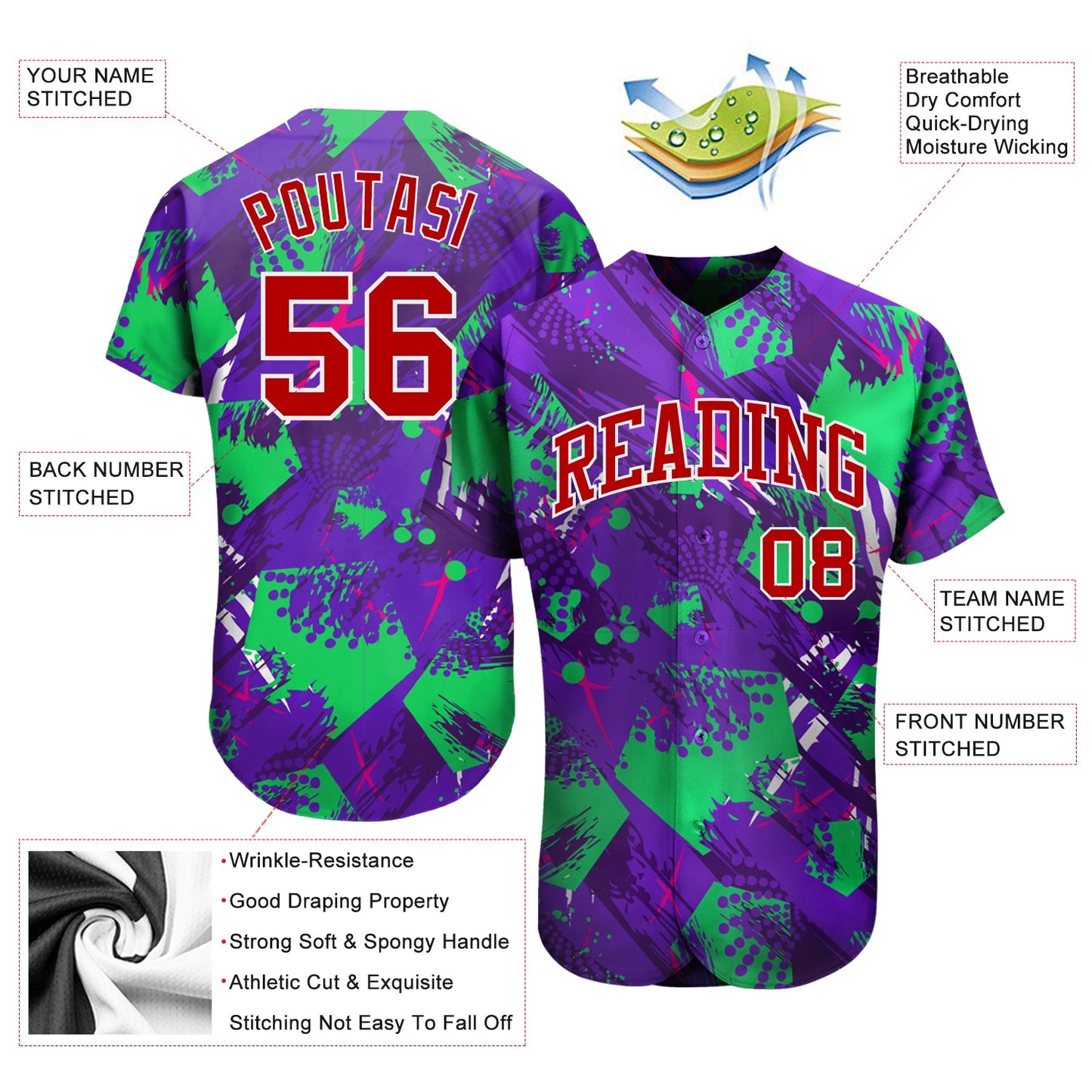 Custom 3D Pattern Design Music Festival Authentic Baseball Jersey - Sky-Custom