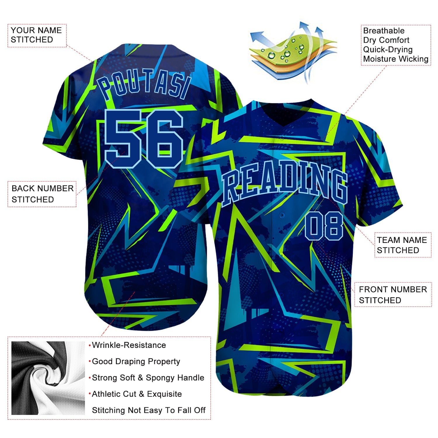 Custom 3D Pattern Design Music Festival Authentic Baseball Jersey - Sky-Custom