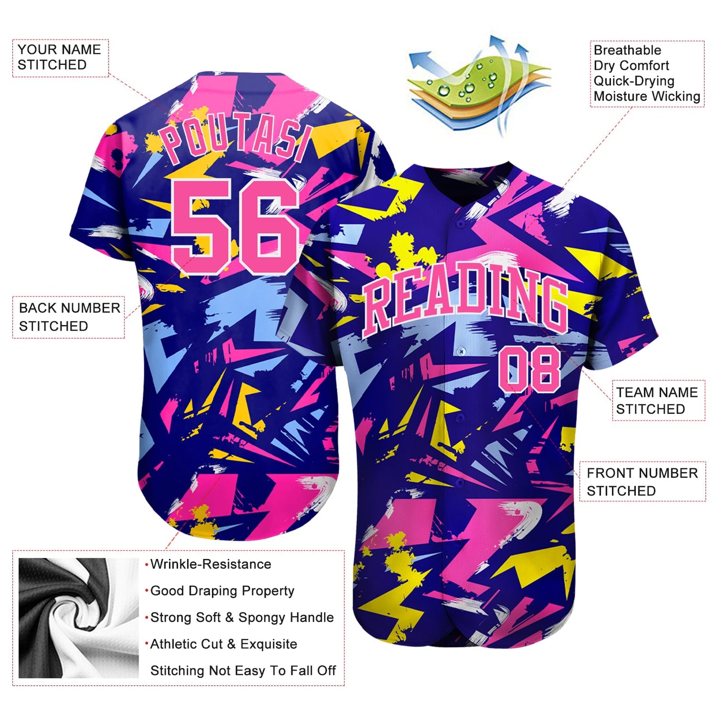 Custom 3D Pattern Design Music Festival Authentic Baseball Jersey - Sky-Custom