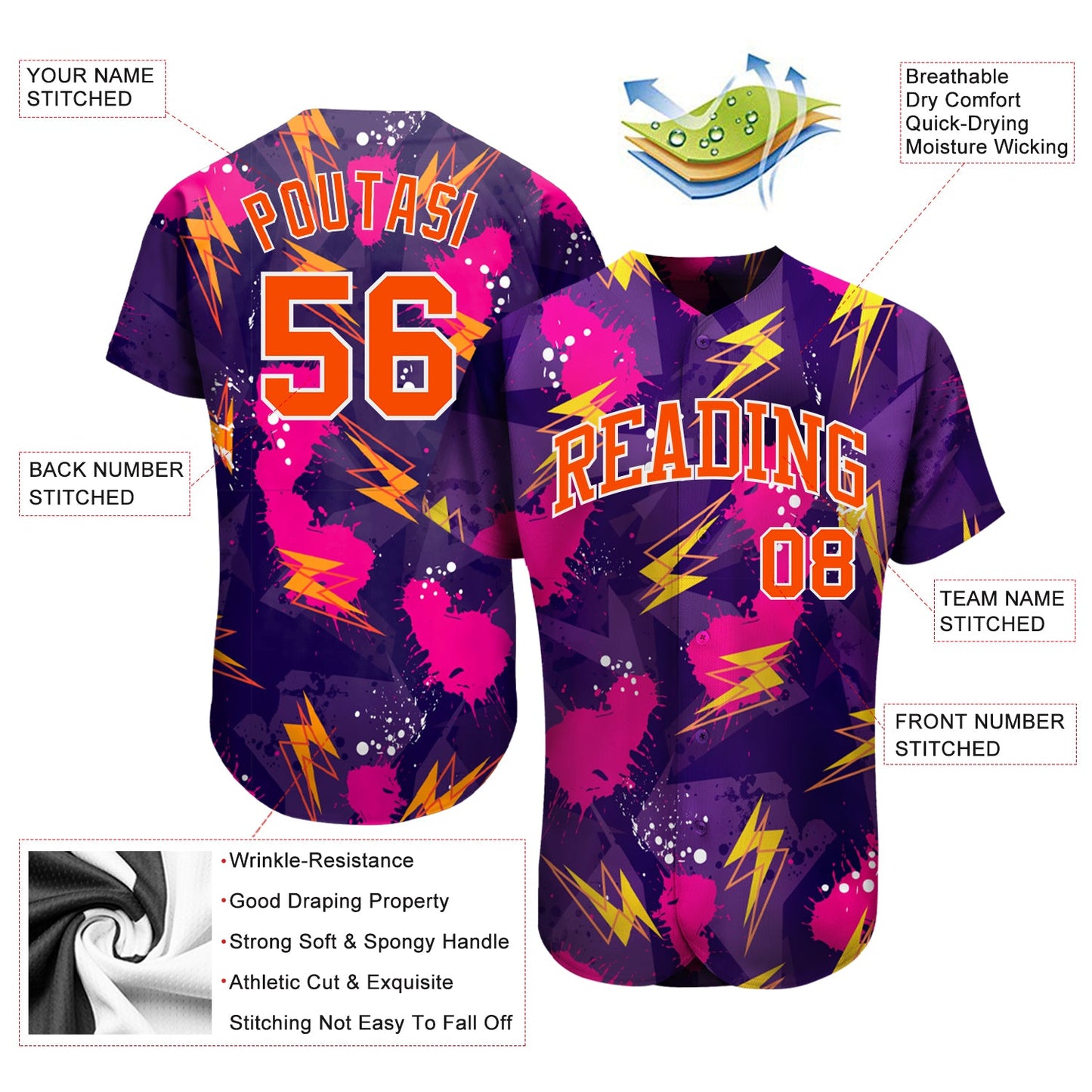 Custom 3D Pattern Design Music Festival Authentic Baseball Jersey - Sky-Custom
