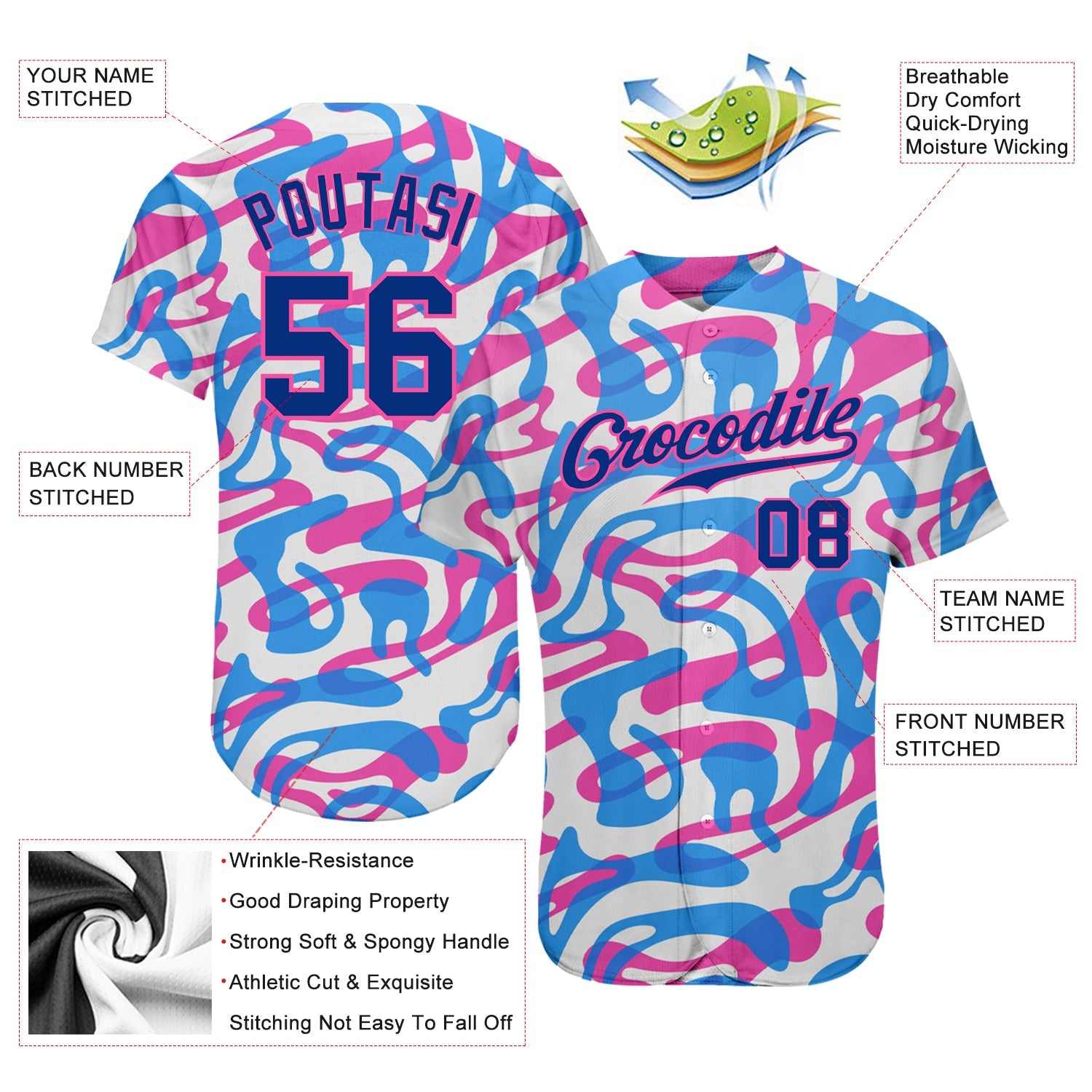 Custom 3D Pattern Design Music Festival Authentic Baseball Jersey - Sky-Custom