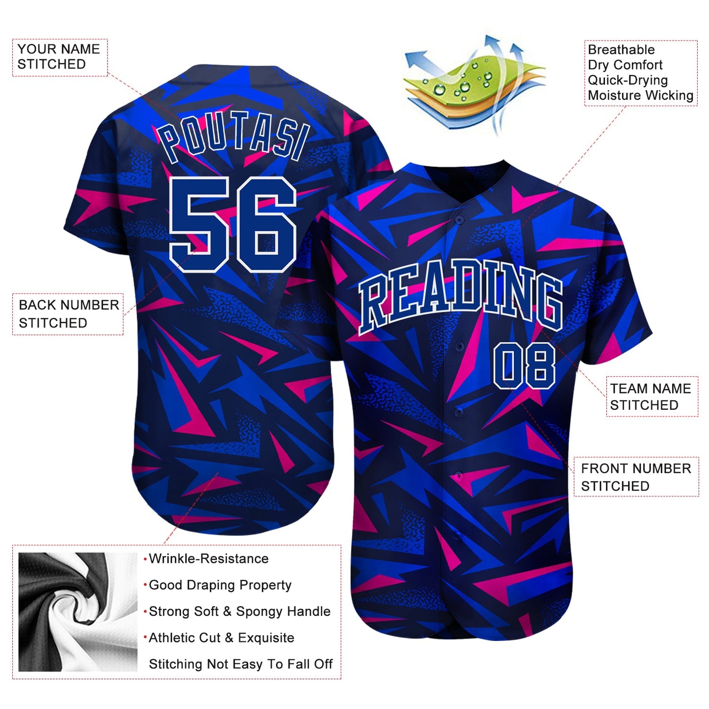 Custom 3D Pattern Design Music Festival Authentic Baseball Jersey - Sky-Custom