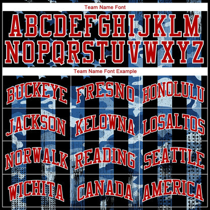 Custom Camo Royal Red-White 3D Salute To Service American Flag Authentic Baseball Jersey - Sky-Custom