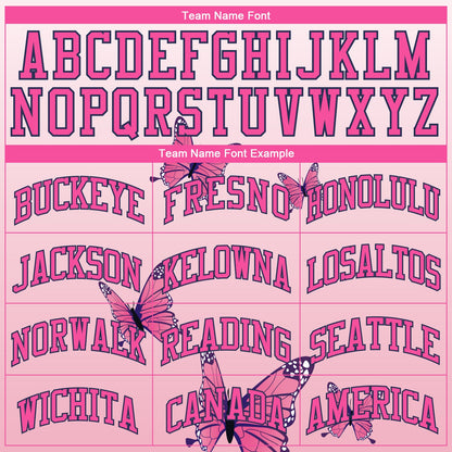 Custom 3D Pink Ribbon Breast Cancer Awareness Month With Butterflies Women Health Care Support Authentic Baseball Jersey - Sky-Custom