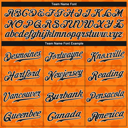 Custom 3D Pattern Halloween Pumpkins Skulls Candies Spiders Authentic Baseball Jersey - Sky-Custom