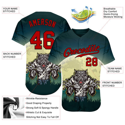 Custom 3D Pattern Halloween Trick Treat Horror Night Authentic Baseball Jersey - Sky-Custom
