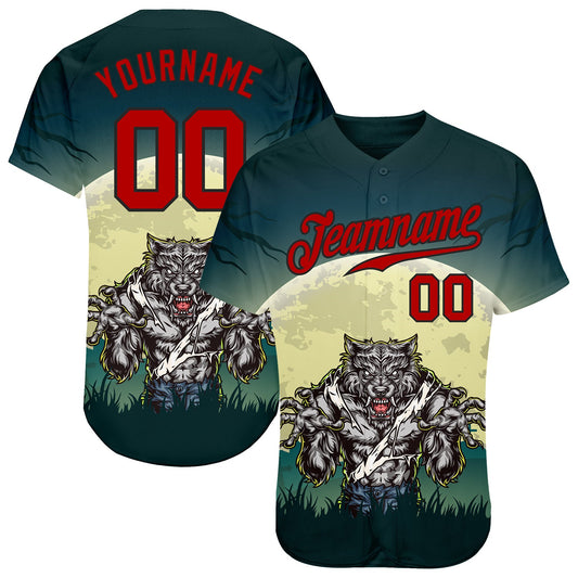 Custom 3D Pattern Halloween Trick Treat Horror Night Authentic Baseball Jersey - Sky-Custom