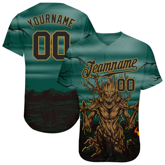 Custom 3D Pattern Halloween Trick Treat Horror Night Authentic Baseball Jersey - Sky-Custom