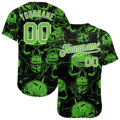 Custom 3D Pattern Halloween Skulls Authentic Baseball Jersey - Sky-Custom