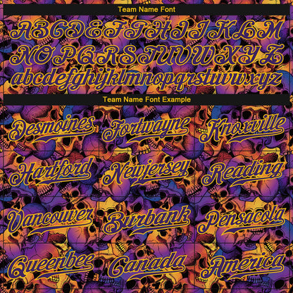 Custom 3D Pattern Halloween Skulls Authentic Baseball Jersey - Sky-Custom