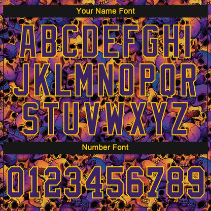 Custom 3D Pattern Halloween Skulls Authentic Baseball Jersey - Sky-Custom