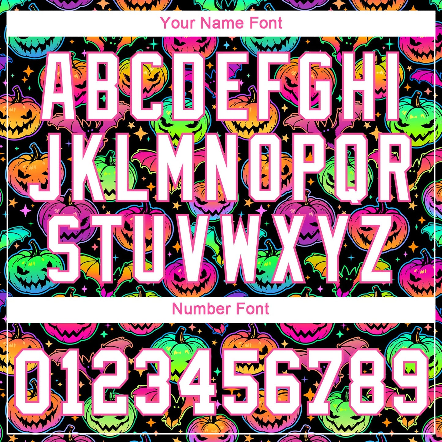 Custom 3D Pattern Bright Multicolored Halloween Pumpkins And Bats Authentic Baseball Jersey - Sky-Custom