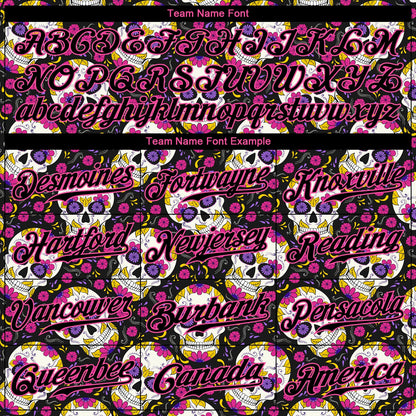 Custom 3D Pattern Halloween Skulls With Floral Authentic Baseball Jersey - Sky-Custom
