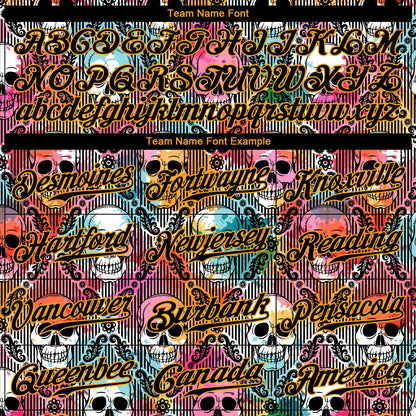 Custom 3D Pattern Halloween Skulls Authentic Baseball Jersey - Sky-Custom