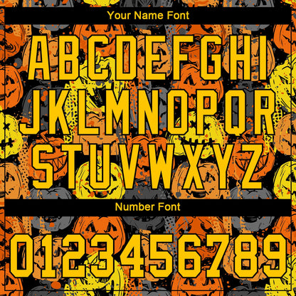 Custom 3D Pattern Halloween Pumpkins Authentic Baseball Jersey - Sky-Custom