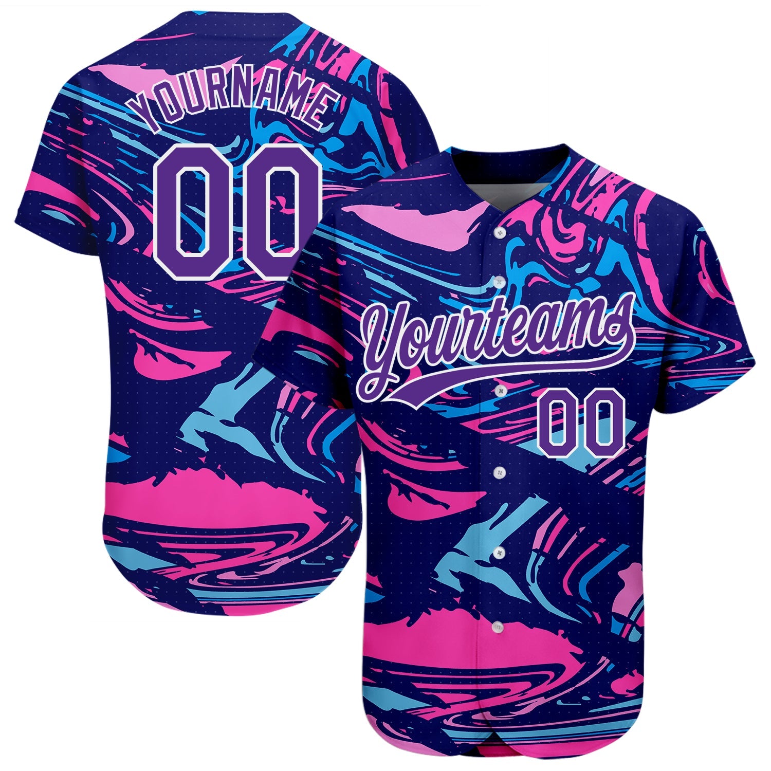 Custom Figure Purple-White 3D Pattern Design Authentic Baseball Jersey - Sky-Custom