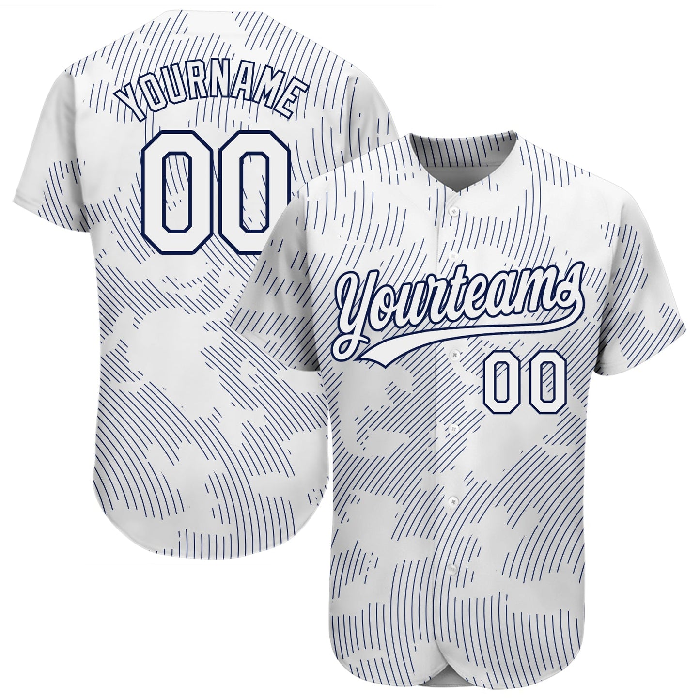 Custom White White-Navy 3D Pattern Design Authentic Baseball Jersey - Sky-Custom