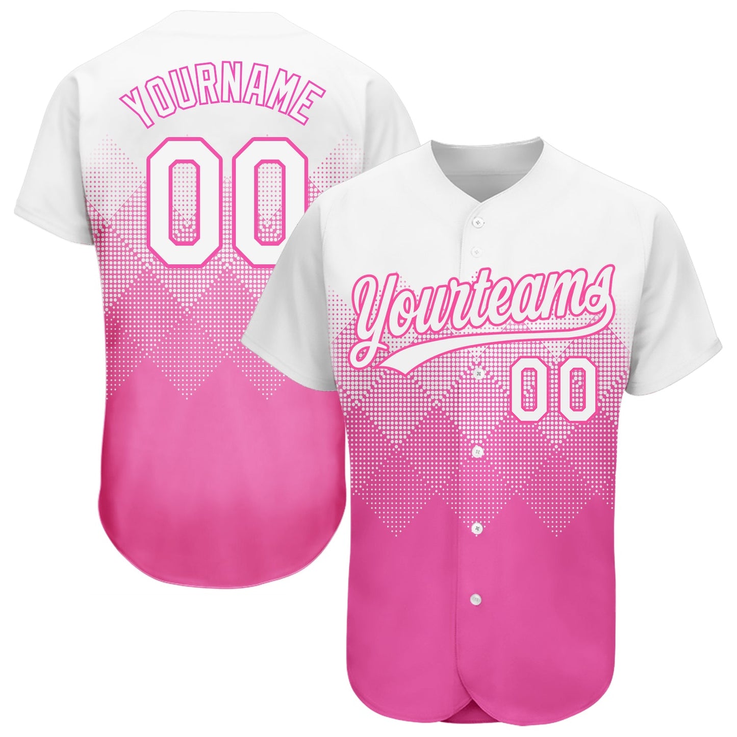 Custom Pink White 3D Pattern Design Authentic Baseball Jersey - Sky-Custom