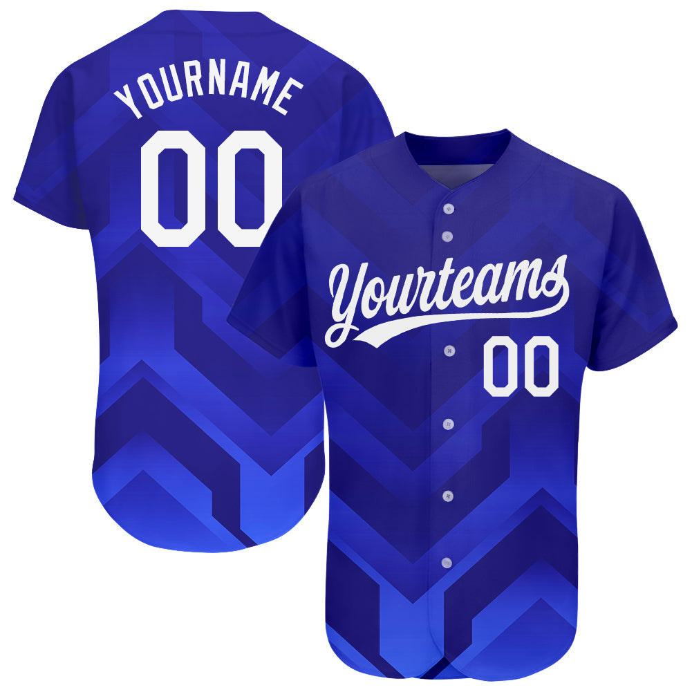 Custom Royal White-Navy 3D Pattern Design Authentic Baseball Jersey - Sky-Custom