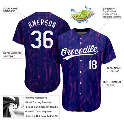 Custom Purple White 3D Pattern Design Authentic Baseball Jersey - Sky-Custom
