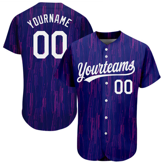 Custom Purple White 3D Pattern Design Authentic Baseball Jersey - Sky-Custom