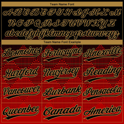 Custom Red Black-Old Gold 3D Pattern Design Authentic Baseball Jersey - Sky-Custom